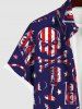 Chemise Boutonnée Drapeau Américain Imprimé avec Poche de Grande Taille pour Homme - Bleu profond 3XL