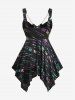 Débardeur Mouchoir Ombré Lettre Imprimée sans Dos de Grande Taille à Paillettes à Lacets - Noir 4X | US 26-28