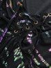 Débardeur Mouchoir Ombré Lettre Imprimée sans Dos de Grande Taille à Paillettes à Lacets - Noir 4X | US 26-28