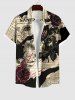 Rose Flower Leaf Newspaper Print Plus Size Matching Set For Couples -  