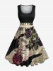 Rose Flower Leaf Newspaper Print Plus Size Matching Set For Couples -  