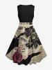 Rose Flower Leaf Newspaper Print Plus Size Matching Set For Couples -  