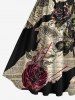 Rose Flower Leaf Newspaper Print Plus Size Matching Set For Couples -  