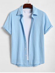 Men's Cable Jacquard Textured Solid Color Short Sleeves Shirt -  