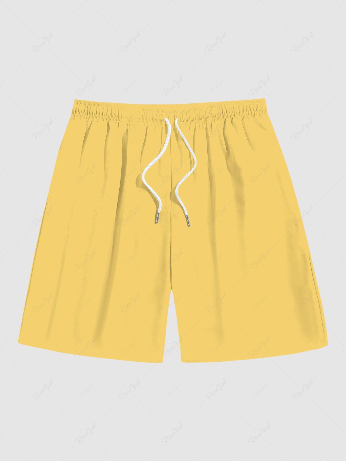 New Plus Size Elastic Waist Solid Beach Shorts For Men  