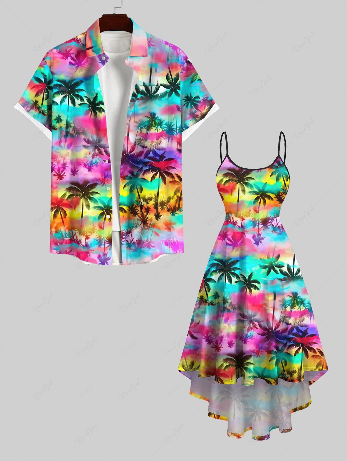 Tenue de Plage Grande Taille Imprimé Cocotiers Colorés Multi-A 