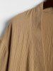 Men's Matching Two Piece Co Ord Cotton and Linen Solid Color Open Front Kimono and Shorts Set -  