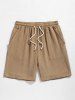 Men's Matching Two Piece Co Ord Cotton and Linen Solid Color Open Front Kimono and Shorts Set -  