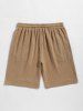 Men's Matching Two Piece Co Ord Cotton and Linen Solid Color Open Front Kimono and Shorts Set -  