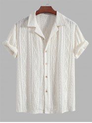 Chemise Jacquard Ajourée Géométrique à Manches Courtes avec Boutons pour Homme - Blanc XXL