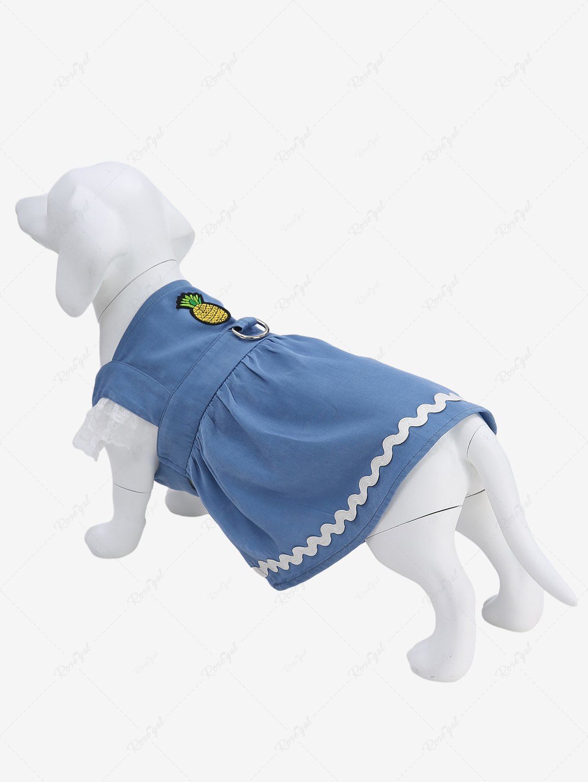 Fancy Pet's Pineapple Lace Trim Appliques Buttons Dress  
