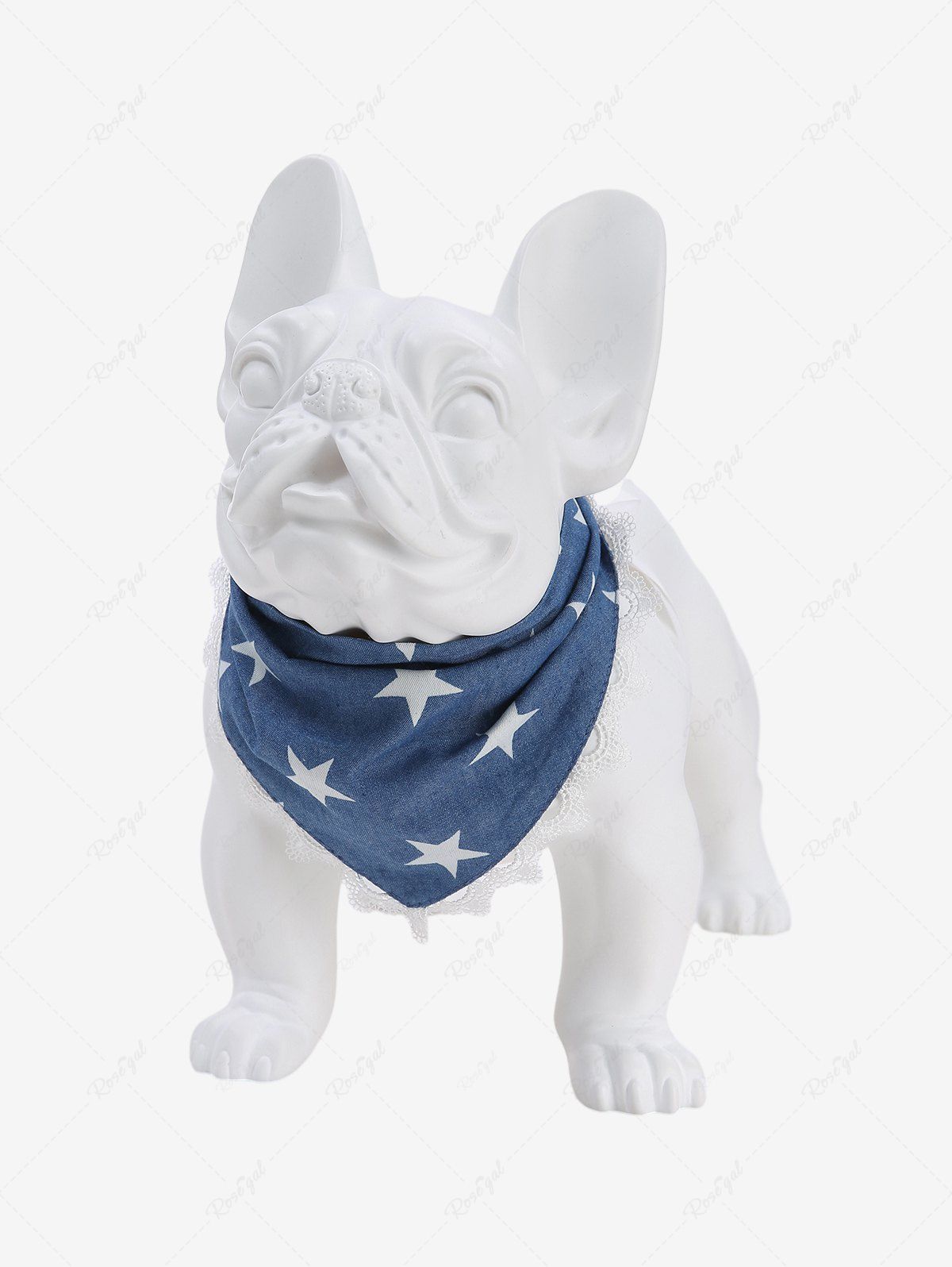 Shop Pet's Star Denim 3D Print Lace Trim Bandana  