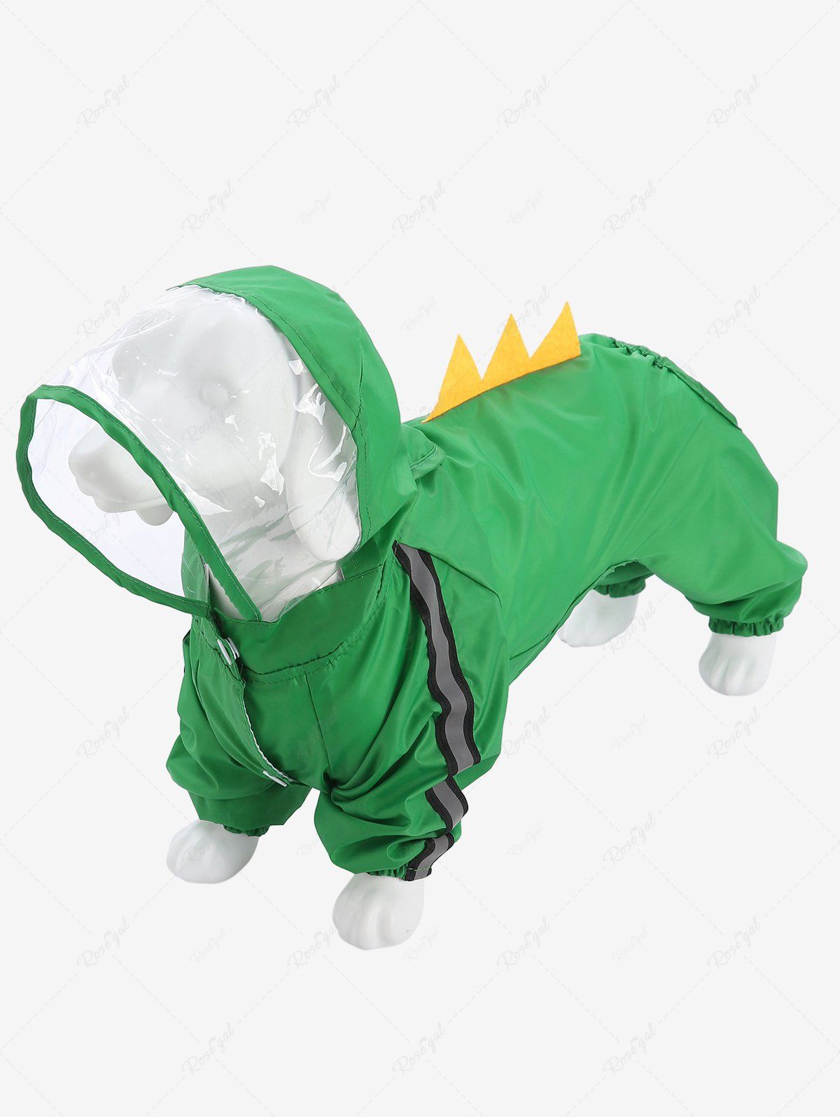 Outfits Pet's Reflective Patchwork Waterproof Buttons Dinosaur Pattern Hooded Raincoat  