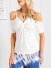 Cold Shoulder Twist Short Sleeve T-shirt -  