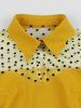 Plus Size Polka Dot Sheer Mesh Patchwork Keyhole Neck Flare Sleeve Vintage Dress -  