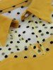 Plus Size Polka Dot Sheer Mesh Patchwork Keyhole Neck Flare Sleeve Vintage Dress -  