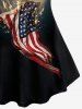 Plus Size Patriotic American Flag Eagle Printed Round Neck T-Shirt -  