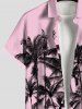Chemise Décontractée Cocotier Peinture D'Encre Imprimés avec Poche - Rose clair M