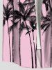 Chemise Décontractée Cocotier Peinture D'Encre Imprimés avec Poche - Rose clair M