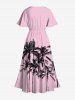 Plus Size Ink Painting Coconut Tree Print Pocket Hawaii Split Dress -  