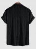 Men's Geometric Jacquard Openwork Camp Collar Button Up Short Sleeves Shirt -  