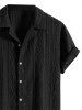 Men's Geometric Jacquard Openwork Camp Collar Button Up Short Sleeves Shirt -  
