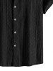 Men's Geometric Jacquard Openwork Camp Collar Button Up Short Sleeves Shirt -  