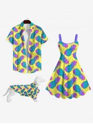 Pineapple Pin Dot Print Hawaii Dog And Owner Matching Outfits -  