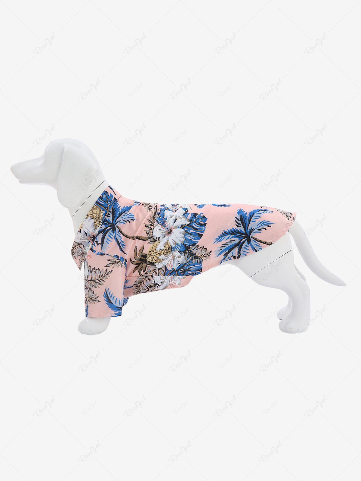 Chic Pet's Turn-down Collar Coconut Tree Pineapple Floral Print Hawaii Button Shirt  