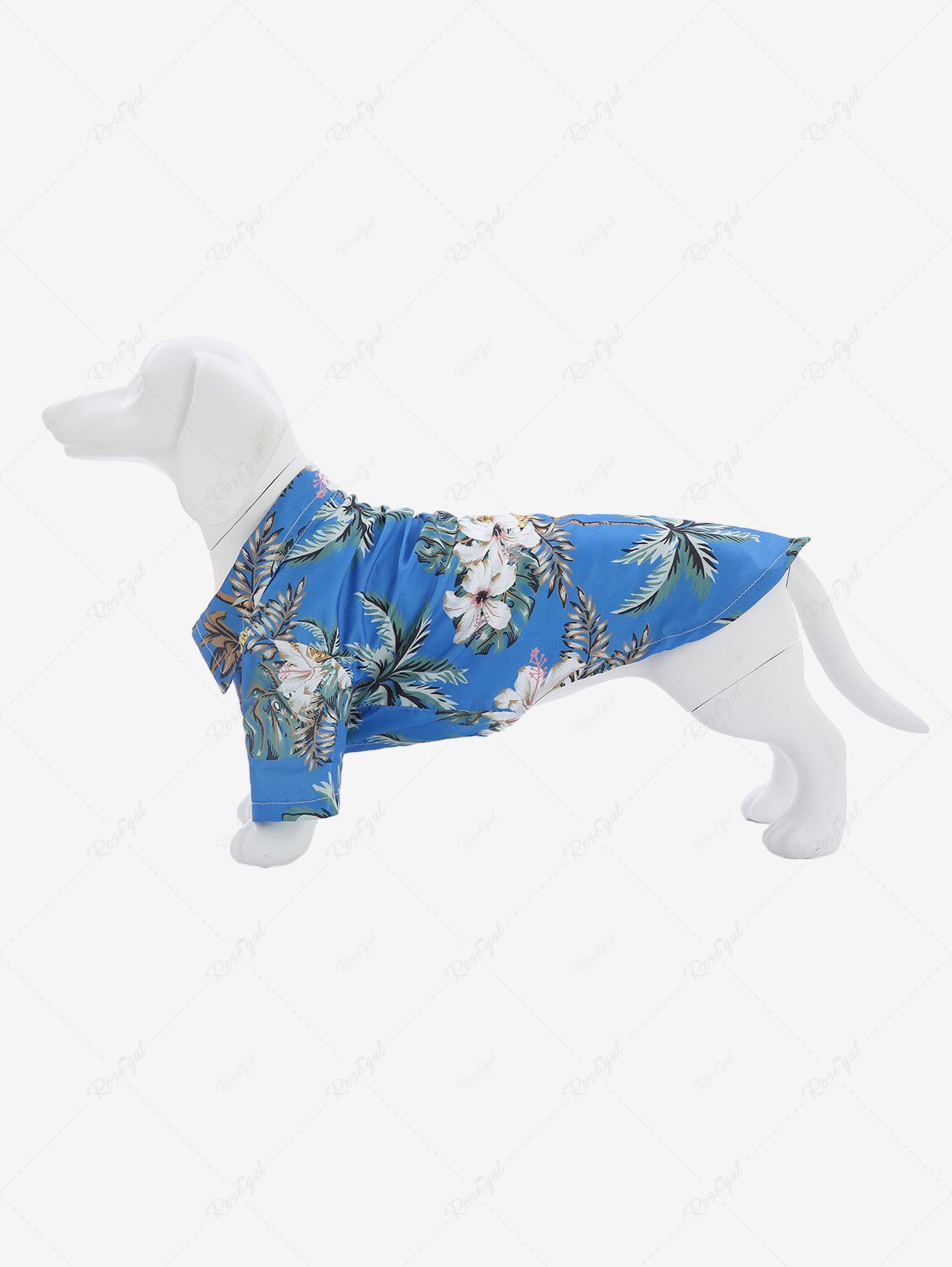Unique Pet's Turn-down Collar Coconut Tree Pineapple Floral Print Hawaii Button Shirt  