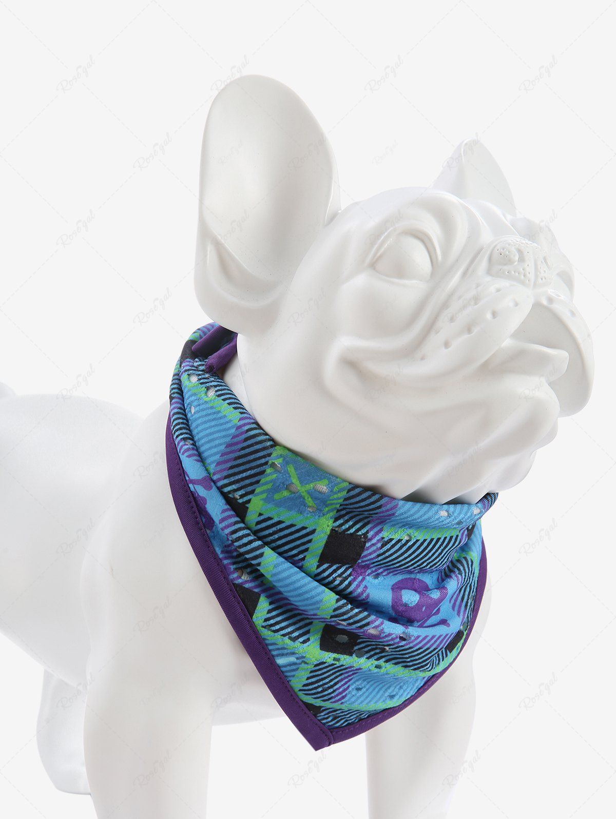 Outfits Pet's Skulls Plaid Print Cut Out Bandana Bibs  