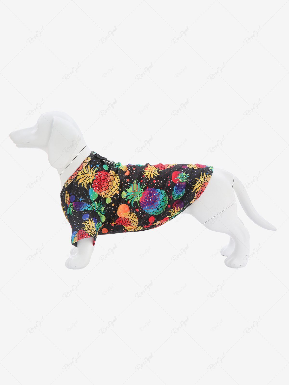 Hot Pet's Pineapple Paint Splatter Print Hollow Out T-shirt  