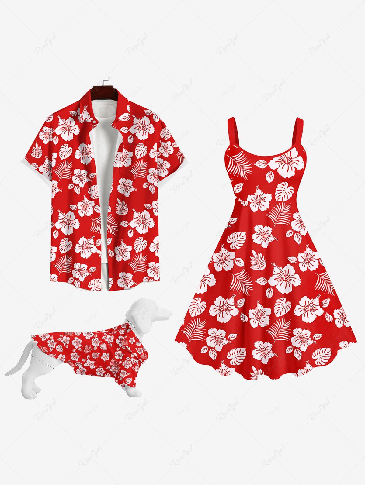 Best Flower Coconut Leaves Print Hawaii Dog And Owner Matching Outfits  