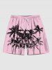 Ink Painting Coconut Tree Print Plus Size Matching Hawaii Beach Outfit For Couples -  