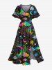 Colorful Ombre Moon Star Cloud Galaxy Halo Print Plus Size Matching Set For Couples -  