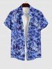 Cold Shoulder Flower Leaf Print Plus Size Matching Hawaii Beach Outfit For Couples -  