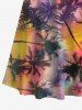 Plus Size Coconut Tree Ombre Printed Cold Shoulder Hawaii Dress -  