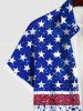 Plus Size Patriotic American Flag Sparkling Sequin 3D Print Buttons Pocket Shirt For Men -  