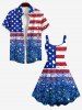 Plus Size Patriotic American Flag Sparkling Sequin 3D Print Tank Dress -  