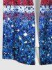 Plus Size Patriotic American Flag Sparkling Sequin 3D Print Buttons Pocket Shirt For Men -  