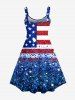 Plus Size Patriotic American Flag Sparkling Sequin 3D Print Tank Dress -  