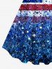 Plus Size Patriotic American Flag Sparkling Sequin 3D Print Tank Dress -  