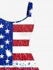 Plus Size Patriotic American Flag Sparkling Sequin 3D Print Tank Dress -  