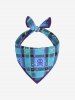 Pet's Skulls Plaid Print Cut Out Bandana Bibs -  