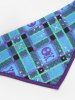 Pet's Skulls Plaid Print Cut Out Bandana Bibs -  