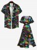 Plus Size Colorful Ombre Moon Star Cloud Galaxy Halo Print Split Pocket A Line Dress -  