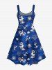 Plus Size Sailboat Compass Anchor Octopus Shell Lobster Colorblock Print Hawaii Backless A Line Tank Dress -  
