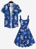 Plus Size Sailboat Compass Anchor Octopus Shell Lobster Colorblock Print Hawaii Backless A Line Tank Dress -  