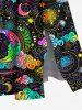 Plus Size Colorful Ombre Moon Star Cloud Galaxy Halo Print Split Pocket A Line Dress -  