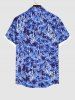 Plus Size Flower Leaf Print Hawaii Button Pocket Shirt For Men -  